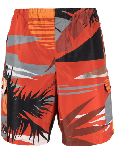 Palm Angels Hawaii Graphic-print Cargo Shorts In Multi