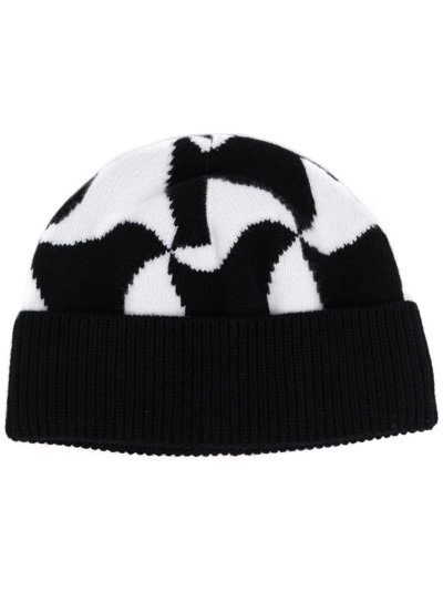 Bottega Veneta Wavy Triangle Wool Beanie In Black