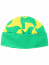 Bottega Veneta Wavy Triangle Wool Beanie In Grün