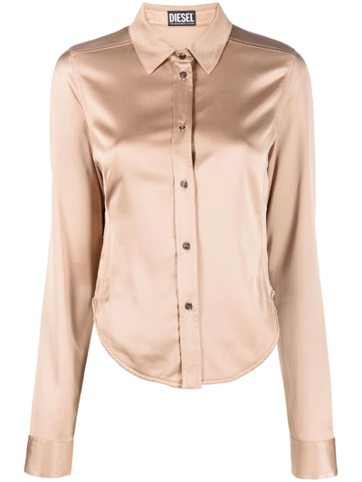 Diesel Curved-hem Shirt In Neutrals