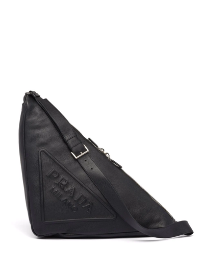 Prada Leather Triangle Shoulder Bag In Schwarz