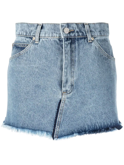 Natasha Zinko Blue Heart-pocket Denim Mini Skirt In Light Blue