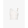 Heliot Emil Asymmetrical Fitted Woven Tank Top In White