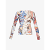 Marine Serre White Second Skin T-shirt In Archive Melange Print