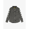 OFF-WHITE RUBBER CONTRAST-LOGO STRETCH-DENIM SHIRT 8-10 YEARS