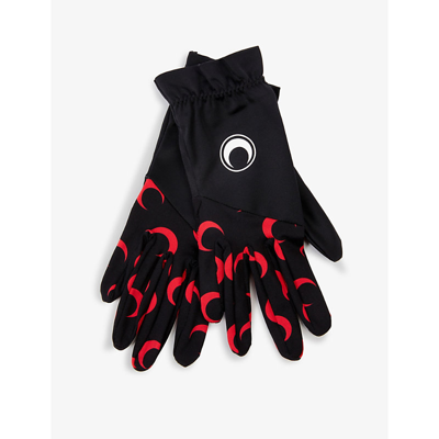 Marine Serre Moon-print Recycled-polyamide Gloves In All Over Moon Red