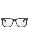 Ray Ban Justin 54mm Rectangular Optical Glasses In Black