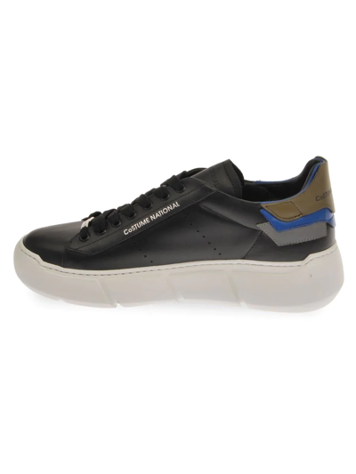 Costume National Men's Leather Low-top Logo Sneakers In Black