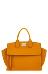 Ferragamo Medium The Studio Soft Leather Top Handle Bag In Olivello / Naturale