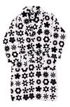Dusen Dusen Flower Cotton Bathrobe In Black And White