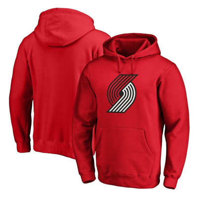 Fanatics Branded Red Portland Trail Blazers Icon Primary Logo Fitted Pullover Hoodie