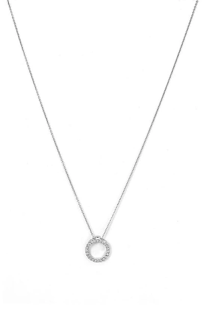Roberto Coin 'tiny Treasures' Small Diamond Circle Pendant Necklace In D0.09 Ghsi 18kwg