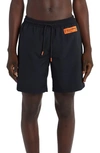 Heron Preston Logo-patch Drawstring Swim Shorts In Black