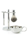 Bey-berk Chrome Fusion Razor & Brush 4-piece Shave Set In Silver