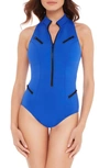 Magicsuit Deep Dive Coco Plunging Underwire One-piece Swimsuit Women's Swimsuit In Sapphire