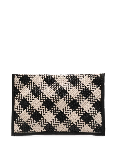 St Agni Check-pattern Clutch Bag In Black White