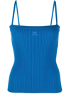 Courrèges Embroidered-logo Ribbed Top In Blue