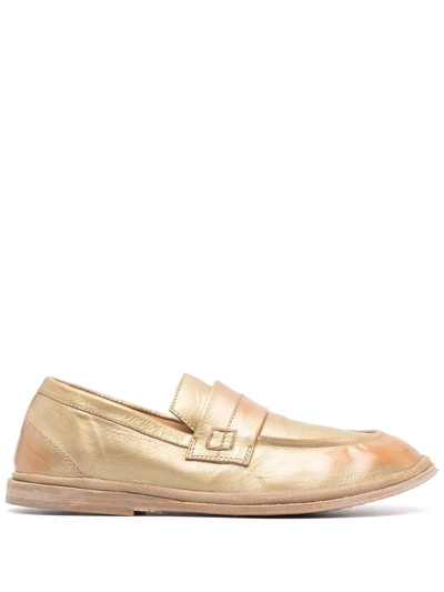 Moma Leather Slip On Loafers In Gold