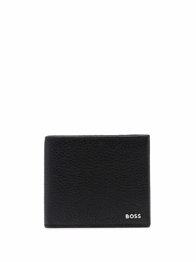 Hugo Boss Textured Logo Bi-fold Wallet In Black
