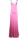 Jacquemus Mentalo Open-back Satin Maxi Dress In Rosa