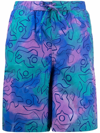 Isabel Marant Heloa Wide-leg Long-length Printed Swim Shorts In Grün