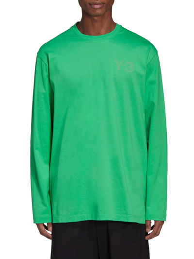 Y-3 T-shirt Manches Longues En Coton In Semi Flash Lime