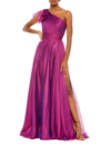 Mac Duggal Pleated One Shoulder Chiffon Gown In Raspberry