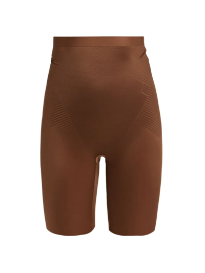 Spanx Women's Thinstincts 2.0 High-waisted Mid-thigh Girl Shorts In Chestnut Brown