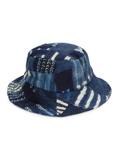 Studio 189 Patchwork Cotton Bucket Hat In Blue
