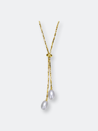 Rachel Glauber 14k Gold Plated Pearl And Cubic Zirconia Y Neck Necklace