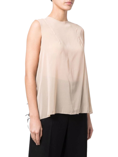 Maison Margiela Cut-out Detail Sleeveless Blouse In Neutrals