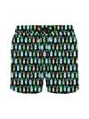 Mc2 Saint Barth Men`s Swim Shorts In Lightweight Fabric With Champagne Print In Multicolour