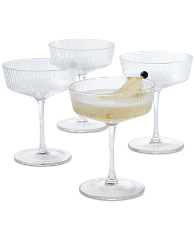 Hotel Collection Fluted Coupe Glasses, Set Of 4, Created For Macys In Clear