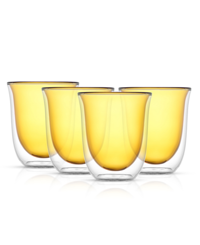 Joyjolt Levitea Double Wall Insulated Glasses, Set Of 4 In Amber