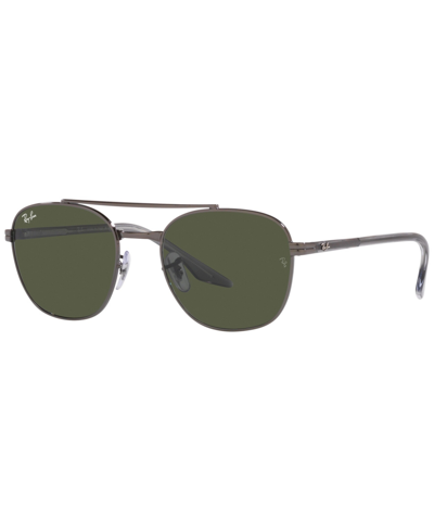 Ray Ban Rb3688 Sunglasses Grey Frame Green Lenses 52-19 In Gunmetal