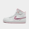 Nike Girls' Little Kids' Court Borough Mid 2 Casual Shoes In White/pink Glaze