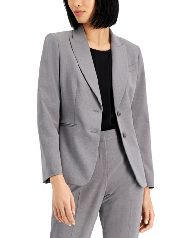 Tahari Asl Notched Two-button Blazer In Heather Grey