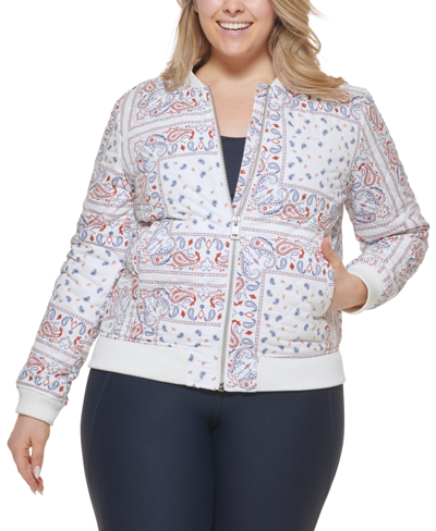 Levi's Plus Size Trendy Diamond Quilted Bomber Jacket In White Print