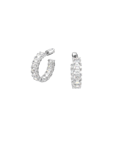 Swarovski Millenia Hoop Earrings With Octagon Cut White  Zirconia