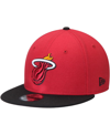 New Era Men's Red And Black Miami Heat 2-tone 9fifty Adjustable Snapback Hat In Red/black
