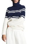 Reiss Scarlett Colorblocked Pattern Wool-blend Sweater In Navy