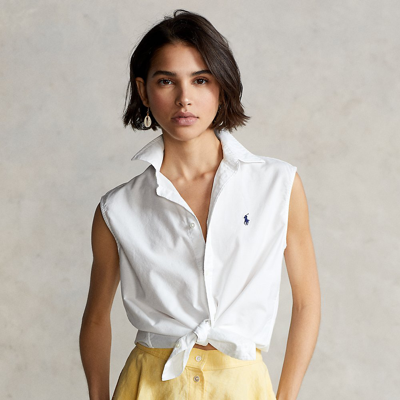Polo Ralph Lauren Sleeveless Oxford Shirt In White