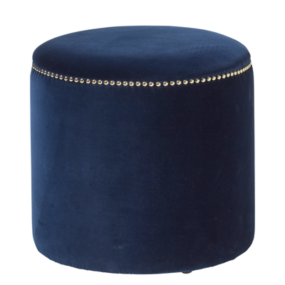 Oka Costellini Velvet Ottoman - Perfect Navy