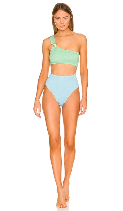 Cleonie Scallop Maillot One Piece In Mint Sky Multi