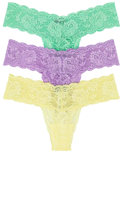 Cosabella Never Say Never Cutie Low-rise Thongs, Set Of 3 In Ghana Green Icy Violet Mignone