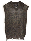 SONG FOR THE MUTE OPEN-KNIT DISTRESSED-EFFECT VEST