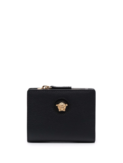 Versace Medusa Head Leather Wallet In Schwarz