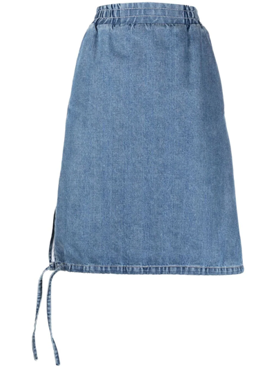 Sunnei Side-tie Detail Denim Skirt In Blau