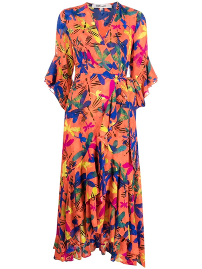 Diane Von Furstenberg Jean Miami Libellule-print Wrap Dress In Libellule Large Miami