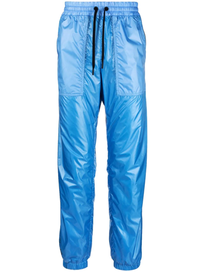 Moncler Technical Cotton-blend Track Trousers In Blue
